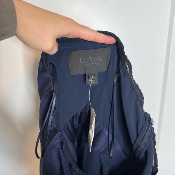 NWT J. Crew Collection Navy Blue 100% Silk Strapless Jumpsuit Size 8 - Picture 7 of 8